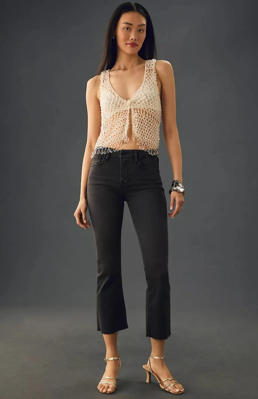 NWT FRAME Le Crop Mini Black Boot Cut Jeans - 26 waist